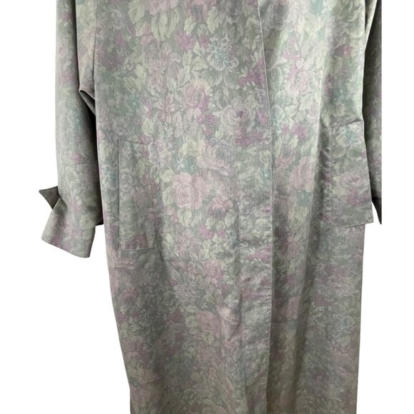London Fog Womens Size 18W/18 1/2 Purple Floral Lined Trench Coat Duster - Picture 4 of 11